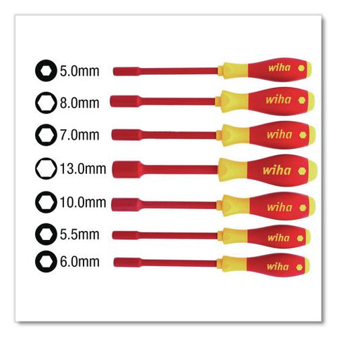 7-piece Insulated Softfinish Metric Nut Driver Set, Metric 6-point, Black/red Handle