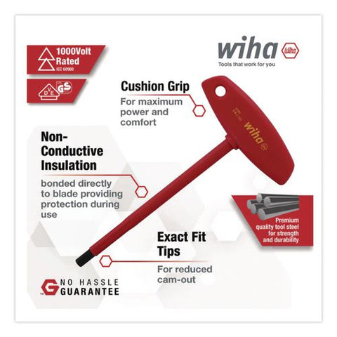 6-piece Insulated T-handle Hex Screwdriver Set, Sae Hex, Red Handle
