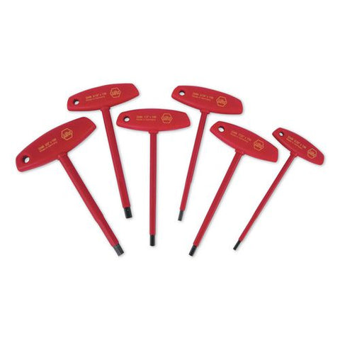 6-piece Insulated T-handle Hex Screwdriver Set, Sae Hex, Red Handle