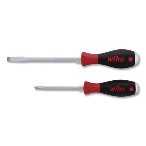 Two-piece Extra Heavy Softfinish Screwdriver Set, Metric Slotted And Phillips, Black/red Handle