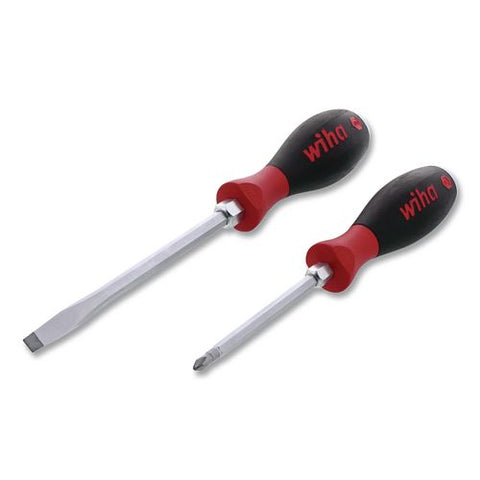 Two-piece Extra Heavy Softfinish Screwdriver Set, Metric Slotted And Phillips, Black/red Handle