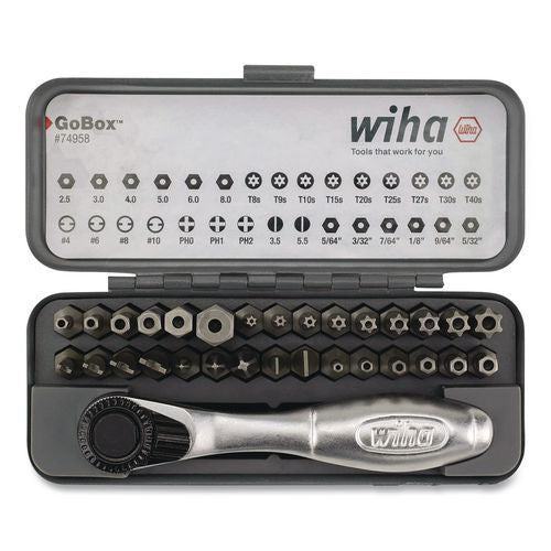 32-piece Gobox Security Bit Set With Mini Ratchet, Metric Hex, Metric Slotted, Phillips, Sae Hex, Spanner And Torx Bits