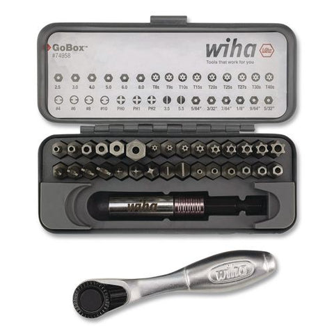 32-piece Gobox Security Bit Set With Mini Ratchet, Metric Hex, Metric Slotted, Phillips, Sae Hex, Spanner And Torx Bits