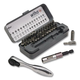 32-piece Gobox Security Bit Set With Mini Ratchet, Metric Hex, Metric Slotted, Phillips, Sae Hex, Spanner And Torx Bits