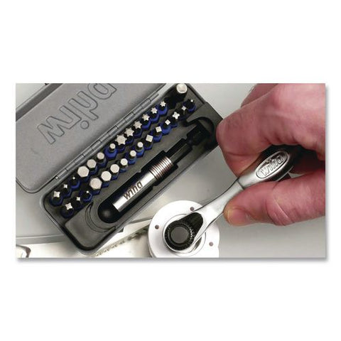 32-piece Gobox Terminatorblue Impact Bit Set With Mini Ratchet, Metric Hex, Phillips, Pozidriv, Sae Hex, Square And Torx