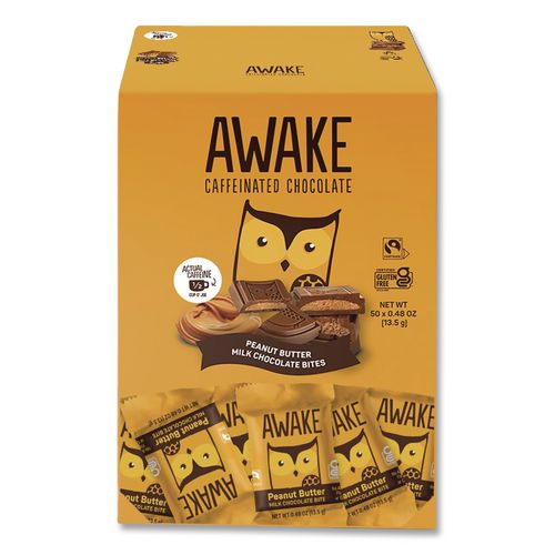 Caffeinated Peanut Butter Milk Chocolate Bites, 0.48 Oz, 50/box