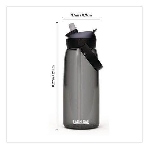 Thrive Flipstraw Plastic Water Bottle, 32 Oz, Charcoal