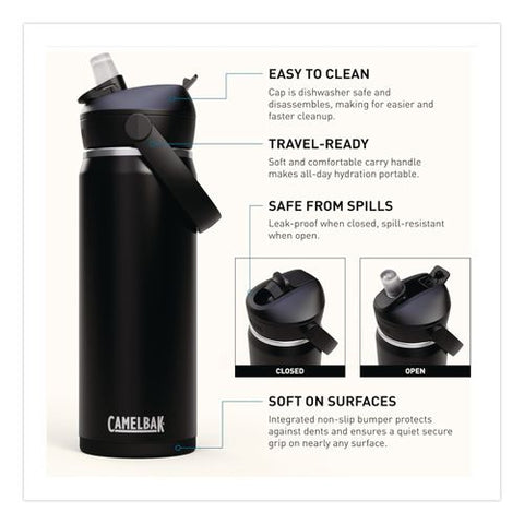 Thrive Flipstraw Stainless Steel Vacuum Insulated Water Bottle, 32 Oz, Black