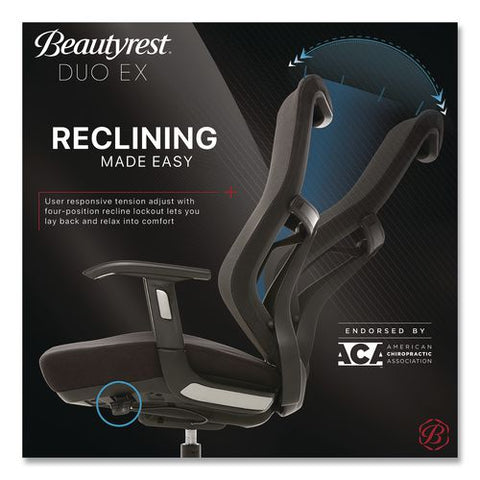 Duo-ex Ergonomic Mesh Back Task Chair, Supports Up To 275 Lb, 19" To 22" Seat Height, Black