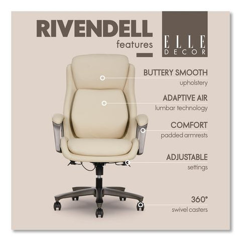 Rivendell Air Lumbar Ergonomic Executive Office Chair, Supports 275 Lb,18.75" To 22.5" Seat Height, Cream Seat/back,gray Base