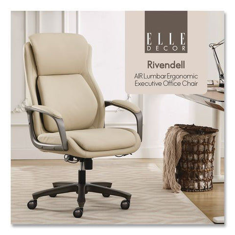 Rivendell Air Lumbar Ergonomic Executive Office Chair, Supports 275 Lb,18.75" To 22.5" Seat Height, Cream Seat/back,gray Base