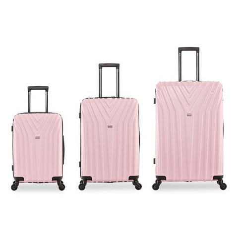 Vasty Three-piece Hardside Spinner Luggage Set, Pink