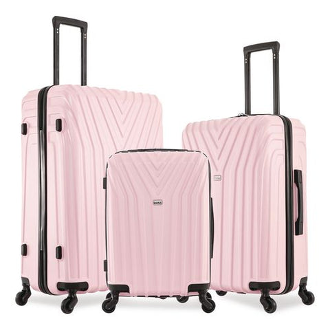 Vasty Three-piece Hardside Spinner Luggage Set, Pink
