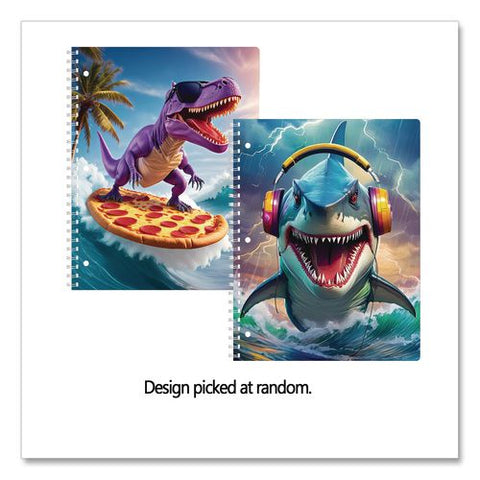 One-subject Notebook, Wide/legal Rule, Dino Or Shark, Randomly Assorted, (80) 11 X 8.5 Sheets