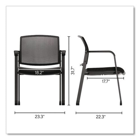 Esler Fabric Guest Chair, 23.3 X 22.3 X 31.7, Black Seat, Black Back, Black Base