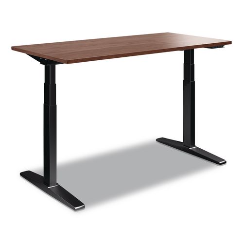 Electric Adjustable Standing Desk With Micro Movements, 55.1" X 27.6" X 25.6" To 51.2", Espresso/gray