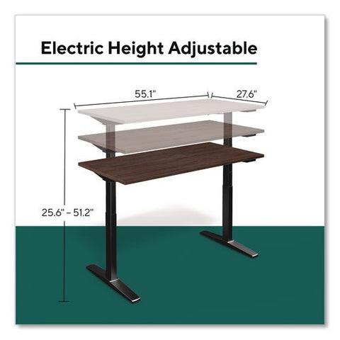 Electric Adjustable Standing Desk With Micro Movements, 55.1" X 27.6" X 25.6" To 51.2", Espresso/gray