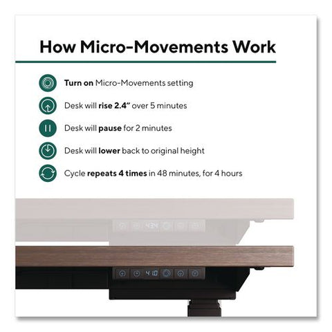 Electric Adjustable Standing Desk With Micro Movements, 55.1" X 27.6" X 25.6" To 51.2", Espresso/gray