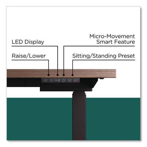 Electric Adjustable Standing Desk With Micro Movements, 55.1" X 27.6" X 25.6" To 51.2", Espresso/gray