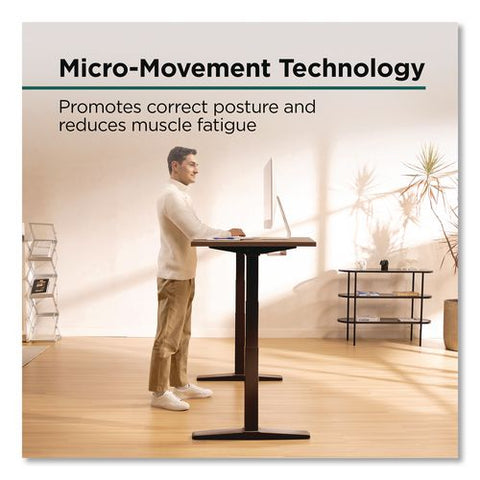 Electric Adjustable Standing Desk With Micro Movements, 55.1" X 27.6" X 25.6" To 51.2", Espresso/gray