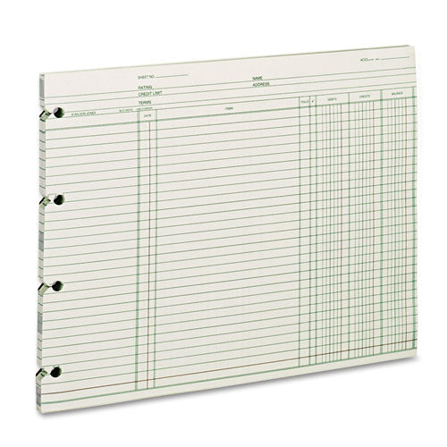 Accounting Sheets, 9.25 X 11.88, Green, Loose Sheet, 100/pack