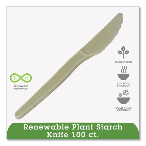 Ecosense Renewable Plant Starch Cutlery, Knife, 7", 50/pack