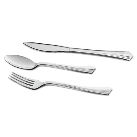 Reflections Heavyweight Plastic Utensils, Fork, Silver, 7", 40/pack