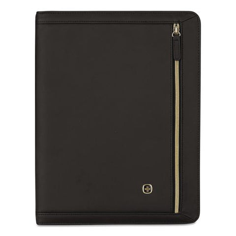 Amelie Polyester Padfolio With Zipper Closure, 8.5 X 11 Pad, 10.2 X 13, Zipper Closure, Black