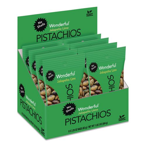 Wonderful Pistachios, Jalapeno Lime, 2.25 Oz Pouch, 8/box