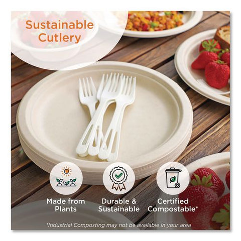Tpla Cutlery, Medium Heavyweight, Fork/knife/spoon, Plastic, Light Beige, 24/pack