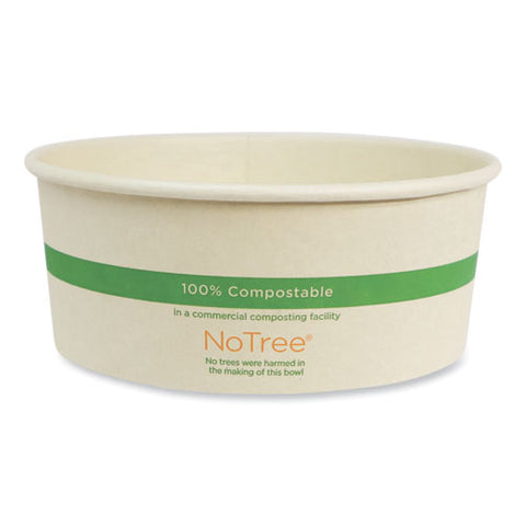 No Tree Wide Paper Bowls, 24 Oz, 5.9" Diameter X 2.4"h, Natural, Sugarcane, 300/carton