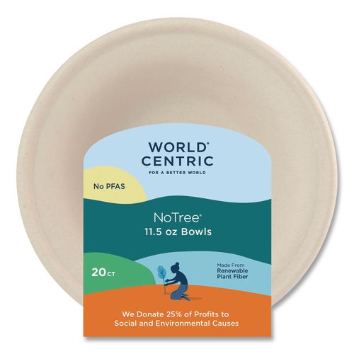 Fiber Bowls, 20 Oz, 6 X 6 X 1.7, Natural, 20/pack