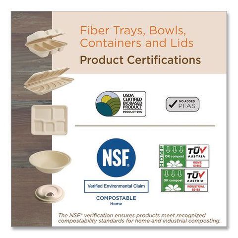 Fiber Bowls, 20 Oz, 6 X 6 X 1.7, Natural, 20/pack