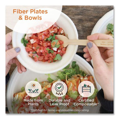 Fiber Bowls, 20 Oz, 6 X 6 X 1.7, Natural, 20/pack