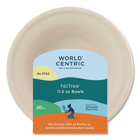 Fiber Bowls, 20 Oz, 6 X 6 X 1.7, Natural, 20/pack