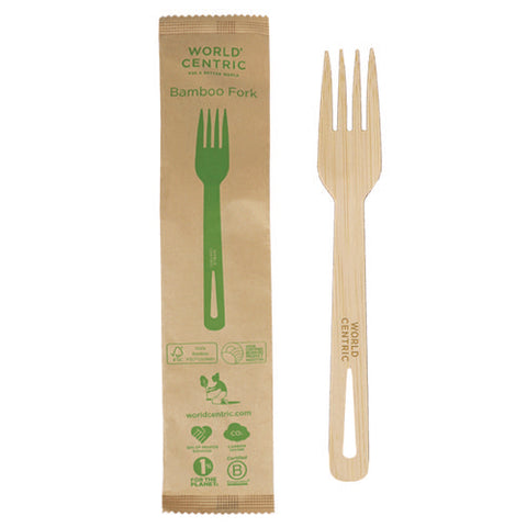 Bamboo Cutlery, Fork, Paper, Natural, 750/carton