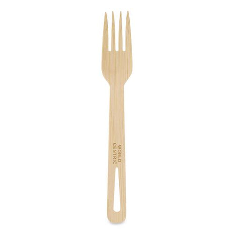 Bamboo Cutlery, Medium Heavyweight, Fork, Paper, Natural, 24/pack