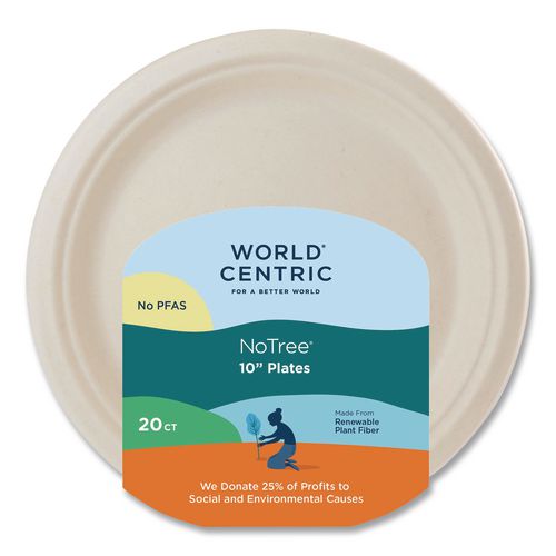 Fiber Plates, 10" Dia, Natural, 20/pack