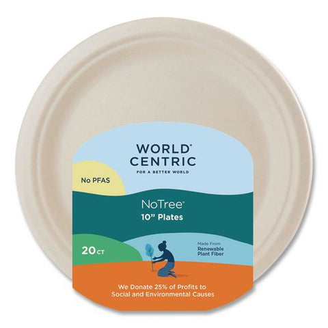 Fiber Plates, 10" Dia, Natural, 20/pack