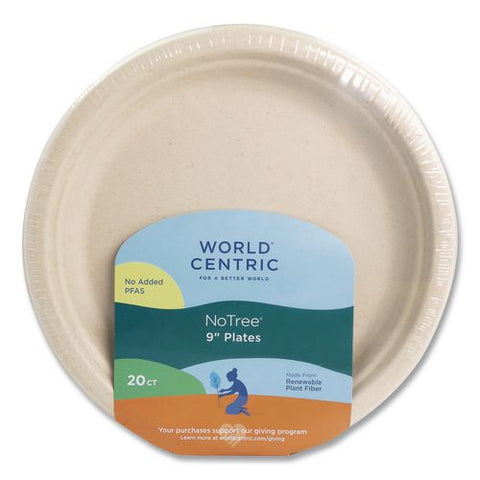 Fiber Plates, 9" Dia, Natural, 20/pack