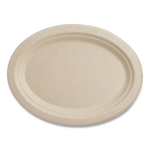 Fiber Plates, Paper, 12" Dia, Oval, Natural, 500/carton