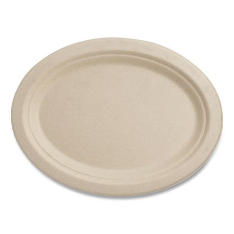 Fiber Plates, Paper, 12" Dia, Oval, Natural, 500/carton