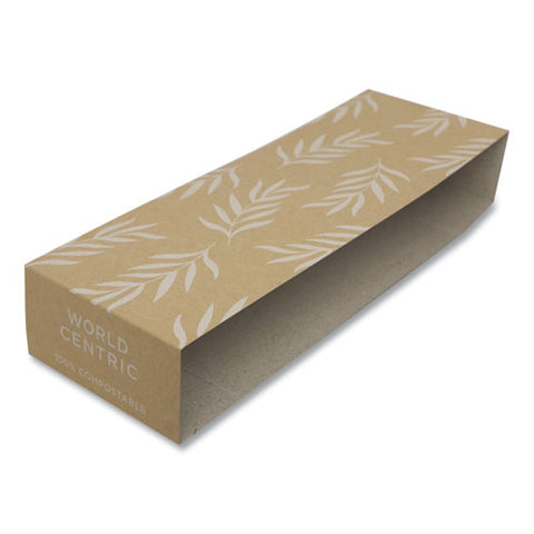 Fiber Container Sleeves, World Centric Leaf Design, 7.5" X 10" X 3.25", Natural, Paper, 800/carton