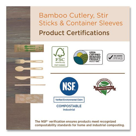 Bamboo Cutlery, Medium Heavyweigh, Spoon, Paper, Natural, 24/pack