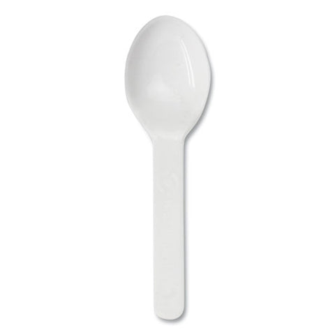 Pla Compostable Cutlery, Tasting Spoon, Plastic, 3", White, 3,000/carton