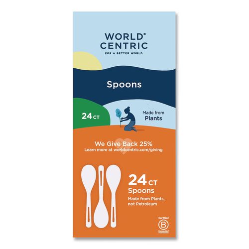 Tpla Cutlery, Medium Heavyweight, Spoon, Plastic, Light Beige, 24/pack