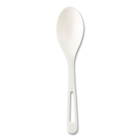 Tpla Cutlery, Medium Heavyweight, Spoon, Plastic, Light Beige, 24/pack