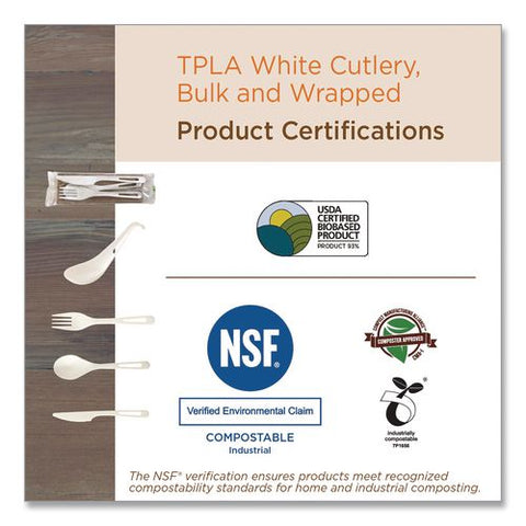 Tpla Cutlery, Medium Heavyweight, Spoon, Plastic, Light Beige, 24/pack