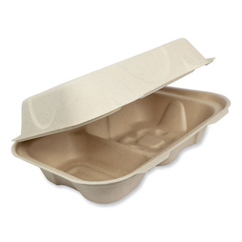 Fiber Hinged Containers, Hoagie Box, 9.2 X 6.4 X 3, Natural, Paper, 500/carton