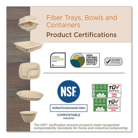 Fiber Containers, 17 Oz, 6.02 X 8.02 X 1.5, Natural, Sugarcane Fiber, 400/carton